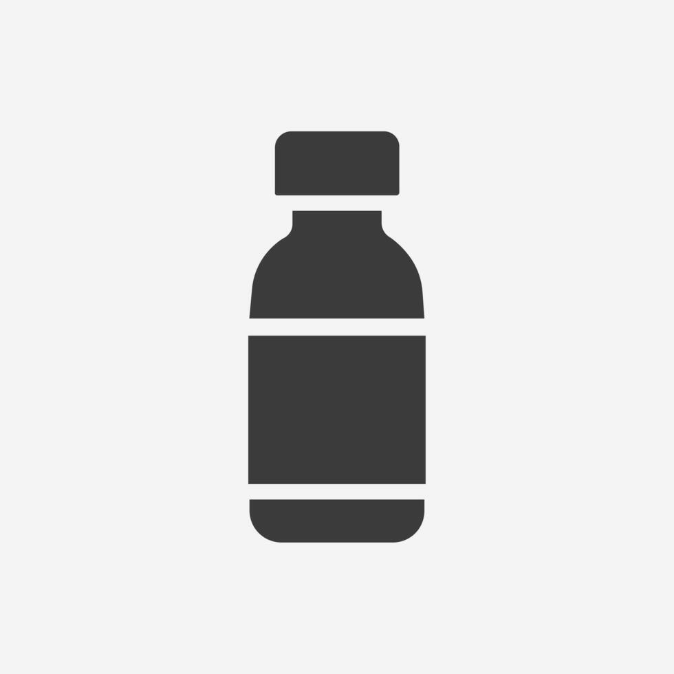 medico pillole bottiglia icona vettore. medicinale, pillola, droga, capsula, farmacia, farmaco, Salute, trattamento, prescrizione simbolo cartello vettore
