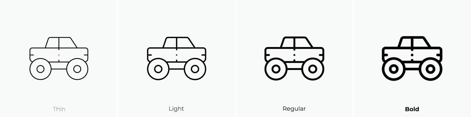 mostro camion icona. sottile, luce, regolare e grassetto stile design isolato su bianca sfondo vettore