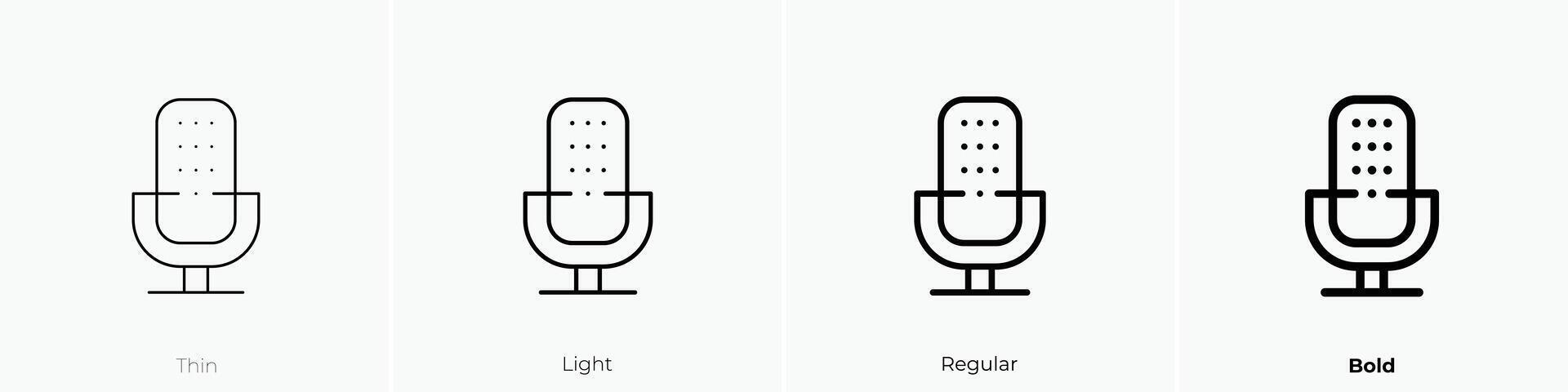 microfono icona. sottile, luce, regolare e grassetto stile design isolato su bianca sfondo vettore