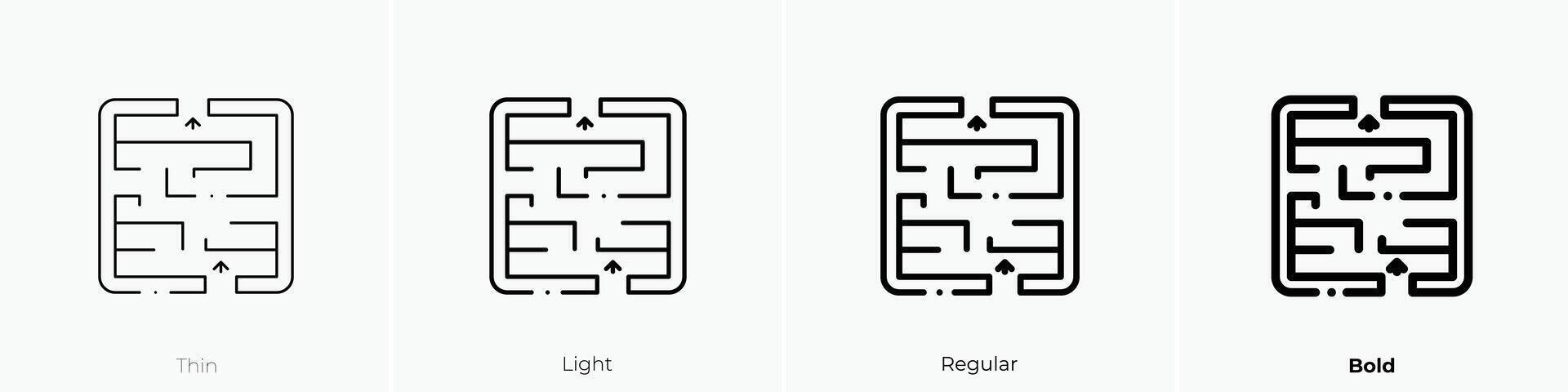 labirinto icona. sottile, luce, regolare e grassetto stile design isolato su bianca sfondo vettore