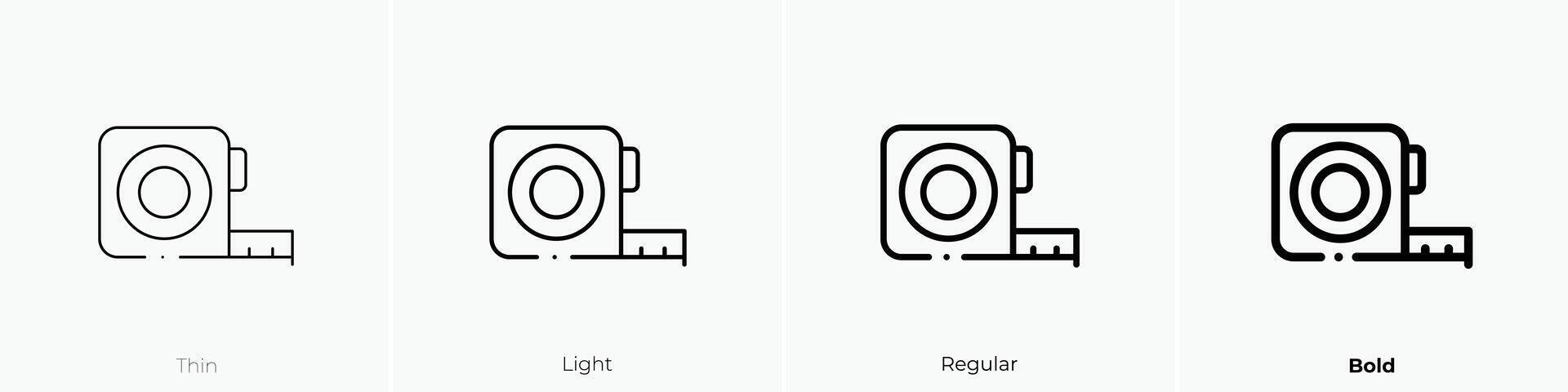 misurazione nastro icona. sottile, luce, regolare e grassetto stile design isolato su bianca sfondo vettore