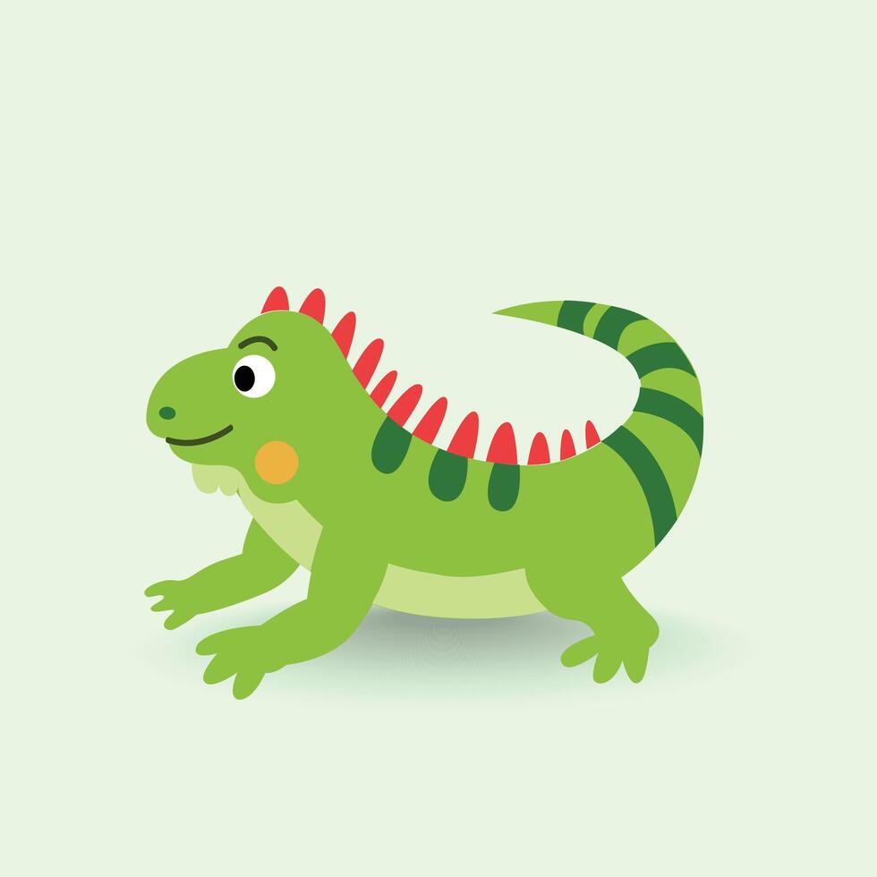 verde iguana vettore illustrazione.felice iguana cartone animato