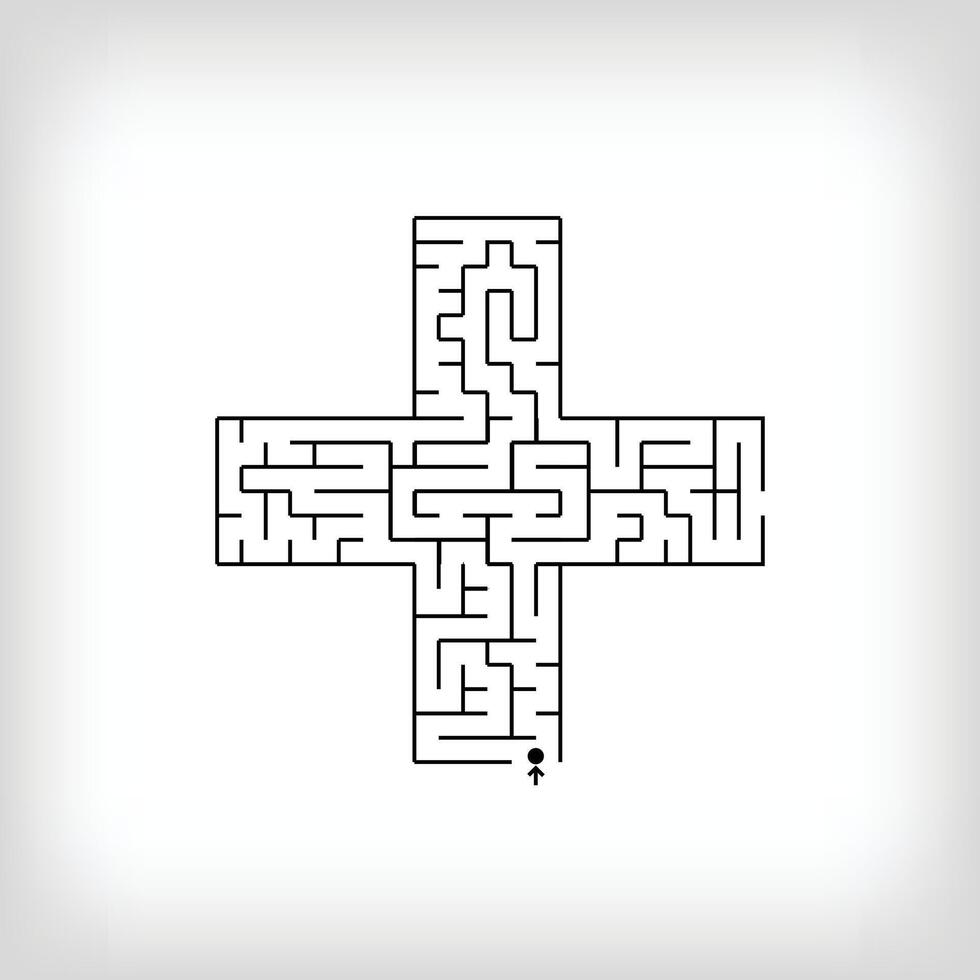unico lineare lettera più cartello labirinto puzzle. confuso gioco e educativo attività impostare. vettore