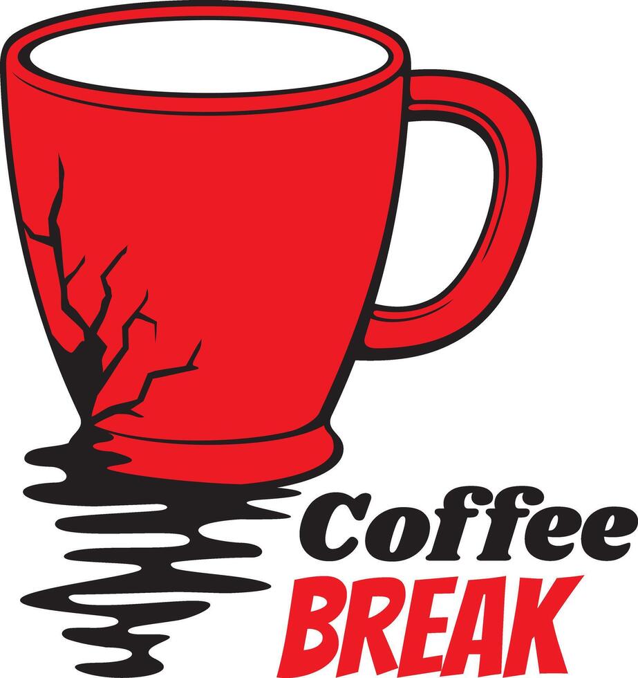 rotto rosso caffè tazza. caffè rompere. vettore illustrazione.