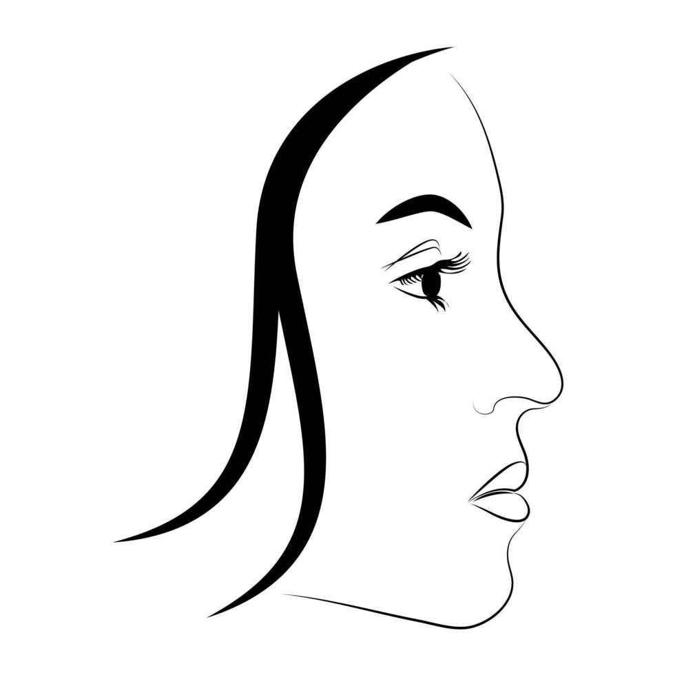 profilo femminile con il modello di logo di waves.vector astratto. icone isolate. vettore