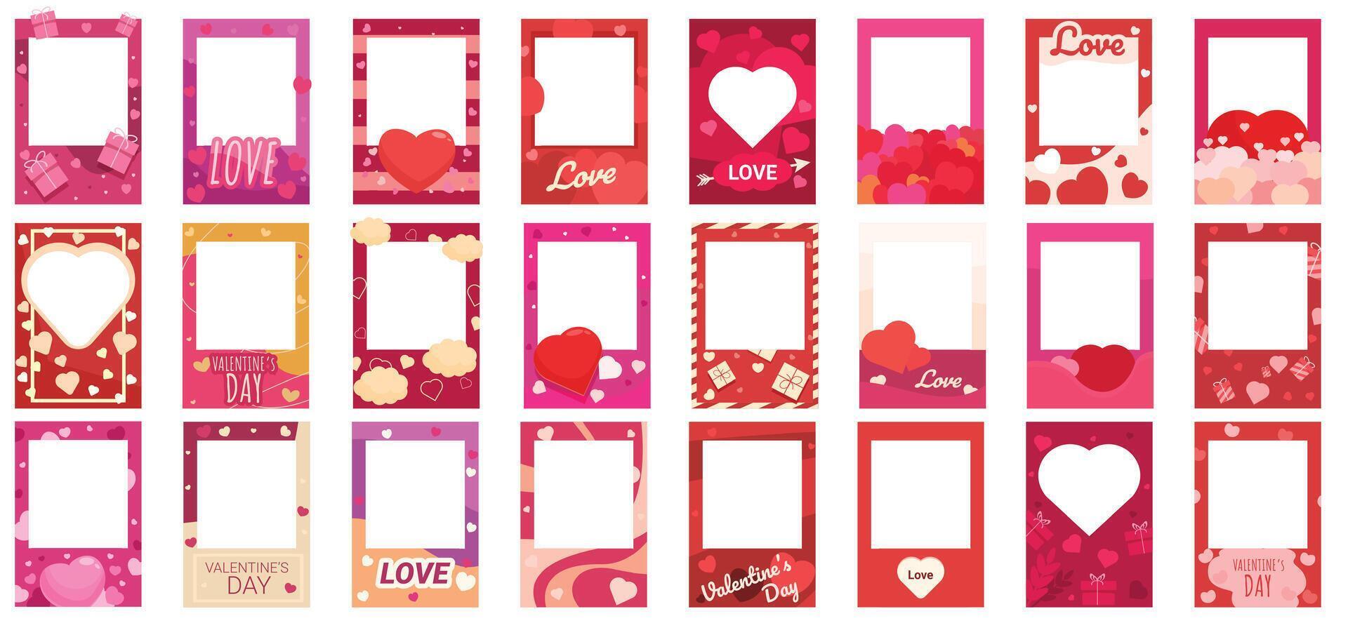telaio San Valentino storia icone impostato cartone animato vettore. sociale media vettore