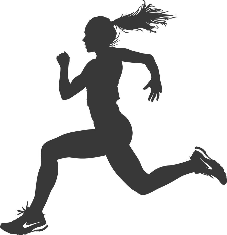 ai generato silhouette donna ostacoli atleta nel azione pieno corpo nero colore solo vettore