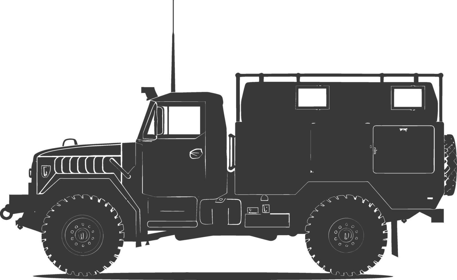 ai generato silhouette militare camion nero colore solo vettore