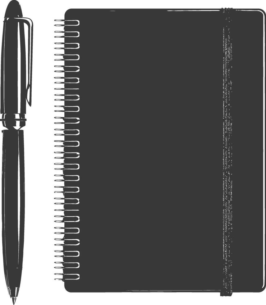 ai generato silhouette taccuino e penna nero colore solo vettore