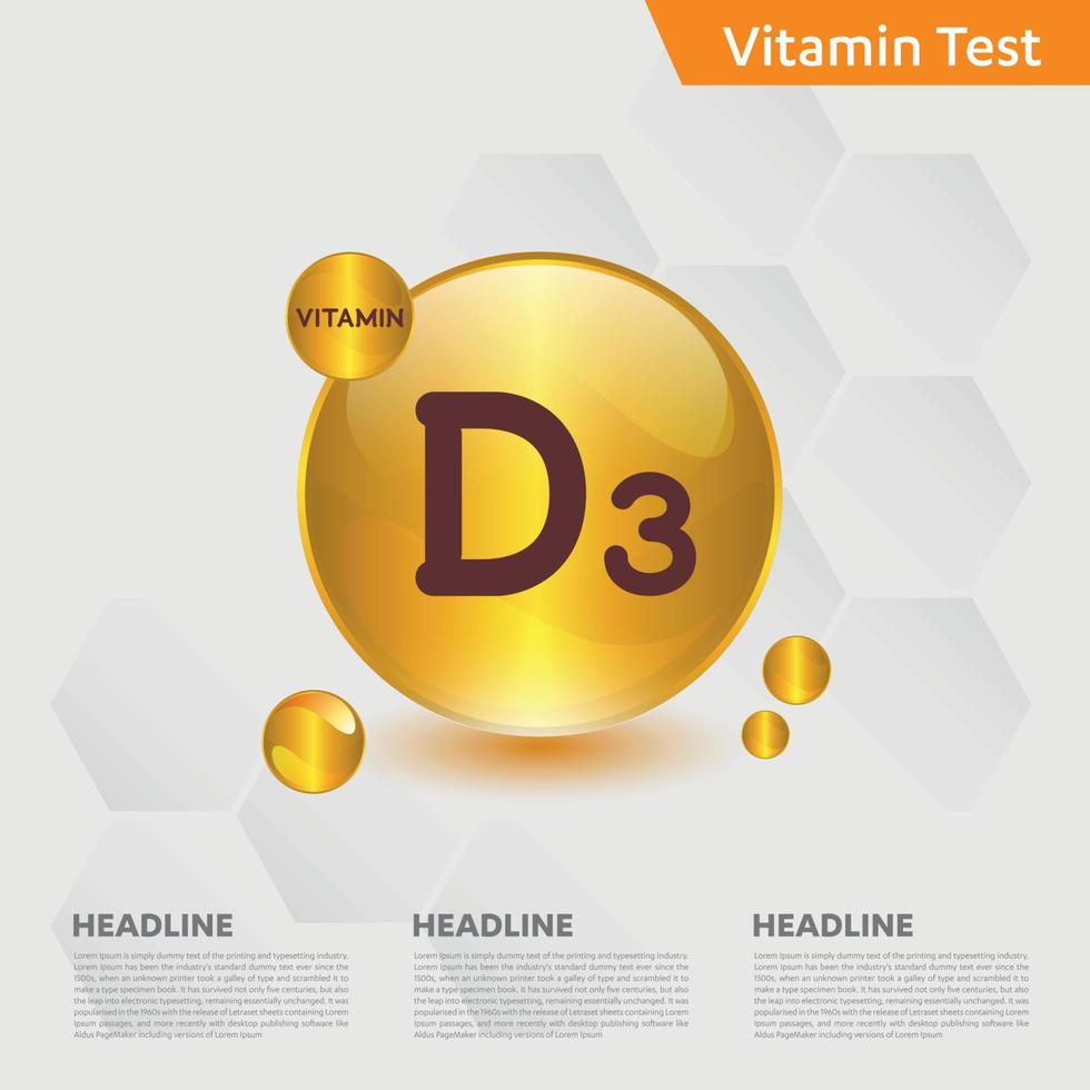 set di raccolta goccia icona vitamina d3, colecalciferolo. goccia d'oro complesso vitaminico goccia. illustrazione vettoriale medico per la brughiera