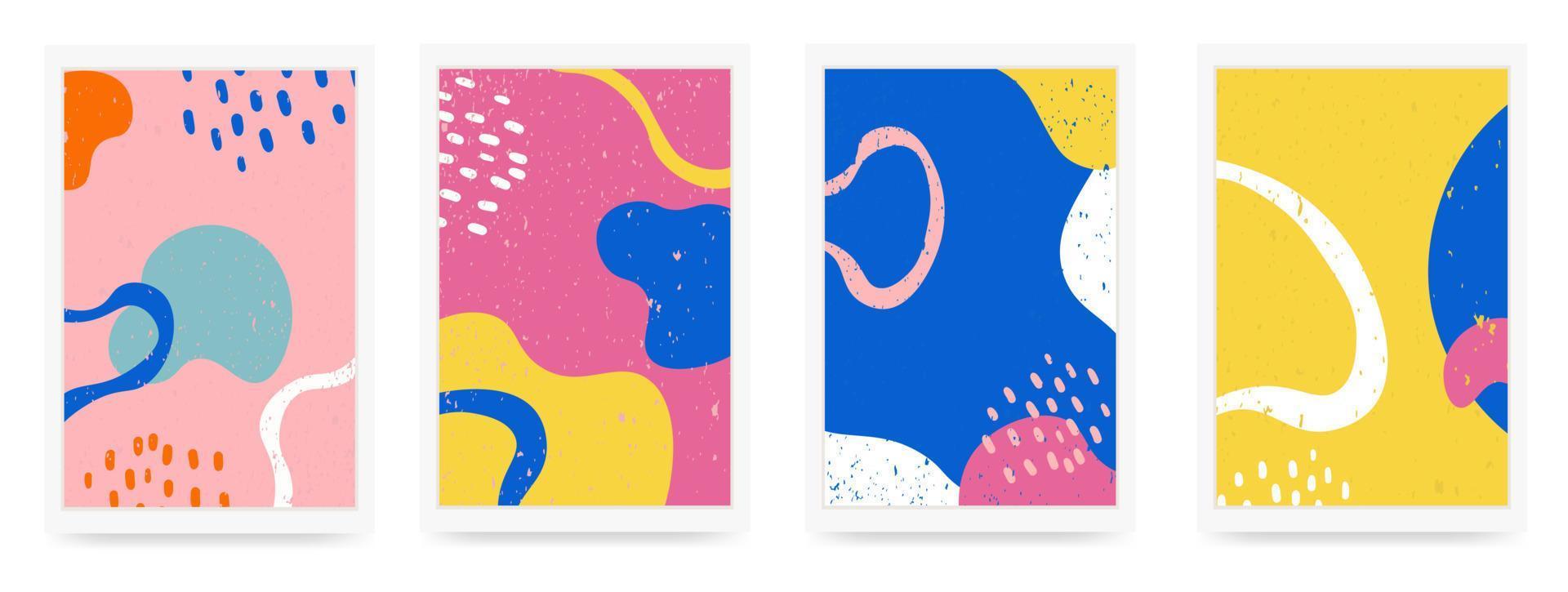 motivo di sfondo, forme di colore astratte, disegno vettoriale boho doodle e copertine creative pop art. sfondo moderno e minimalista alla moda con linee astratte e forme di colore popart