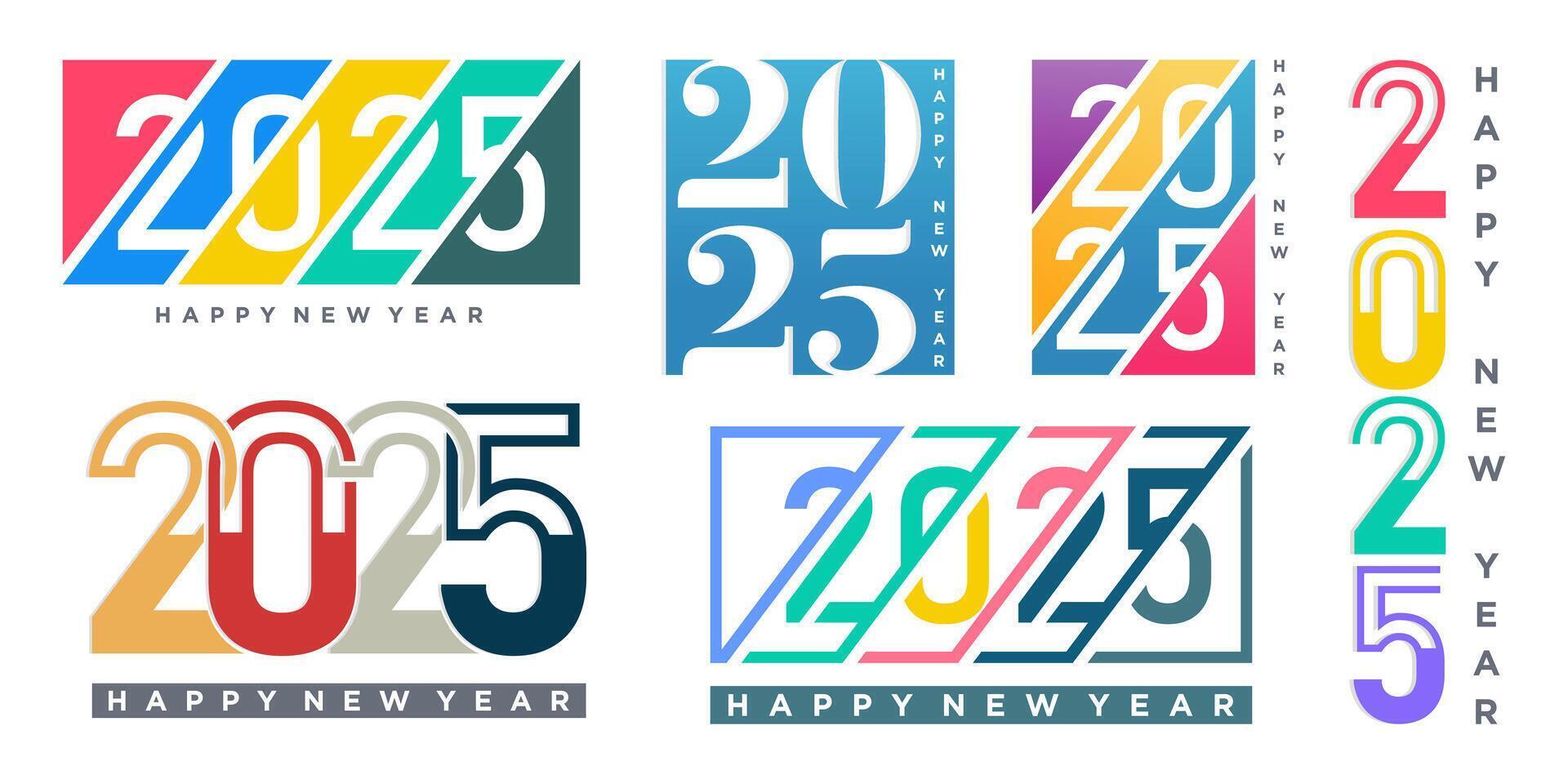 grande impostato di 2024 contento nuovo anno logo testo design. 2025 numero design modello. vettore illustrazione
