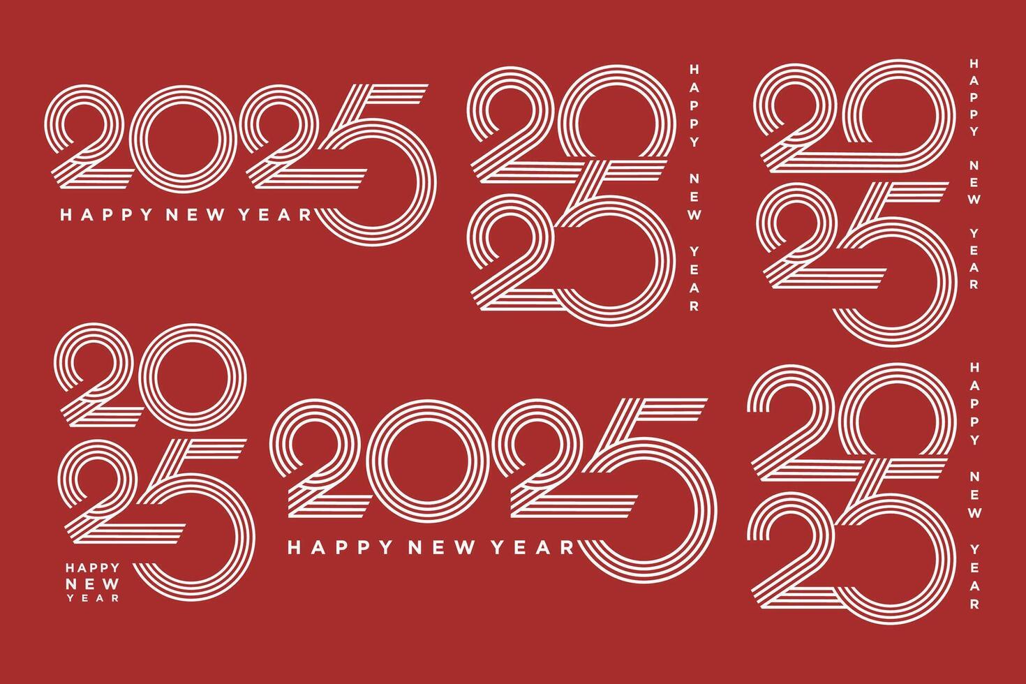 grande impostato di 2024 contento nuovo anno logo testo design. 2025 numero design modello. vettore illustrazione