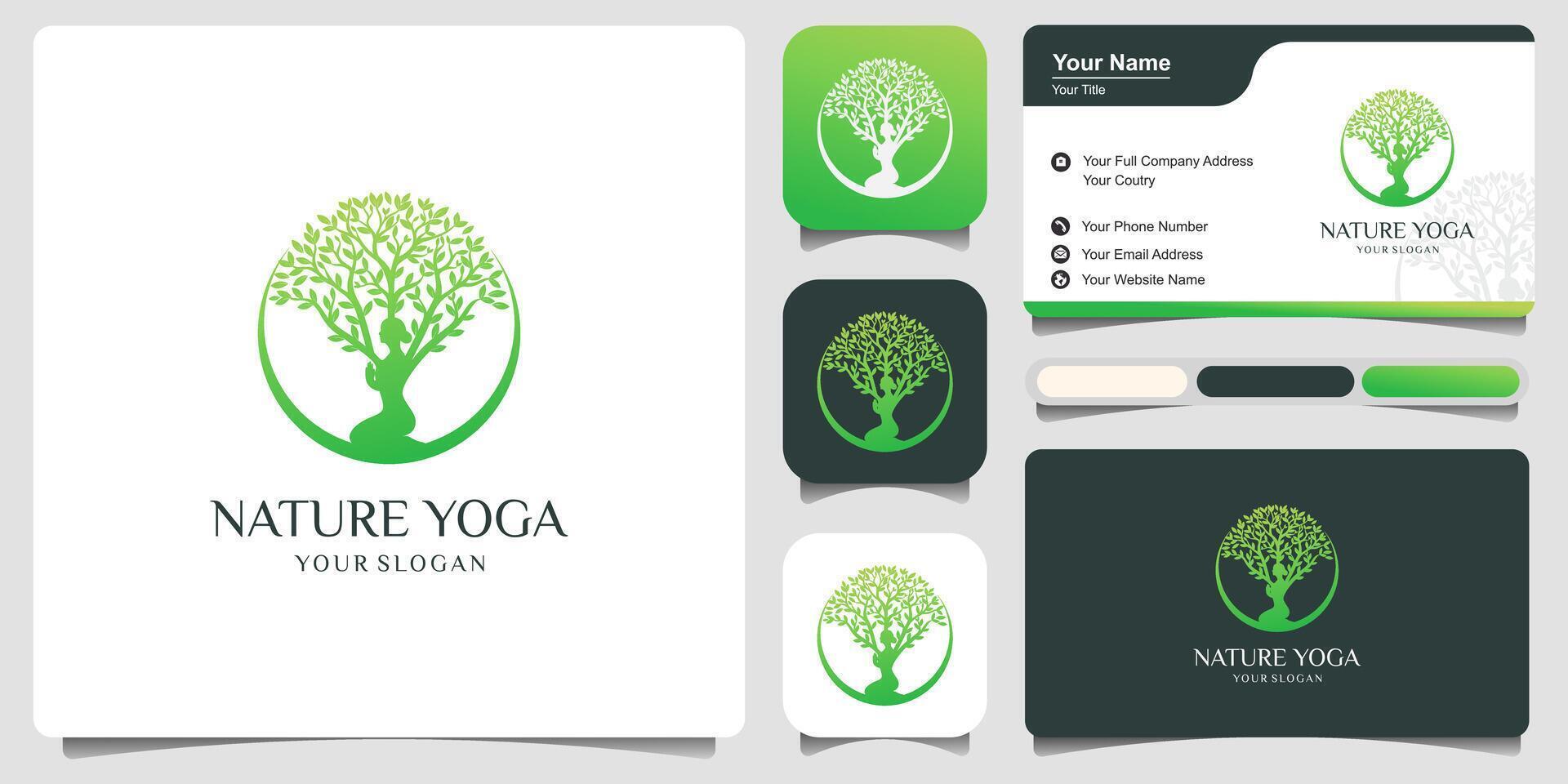 yoga logo vettore, un' donne meditazione nel naturale posto. vettore