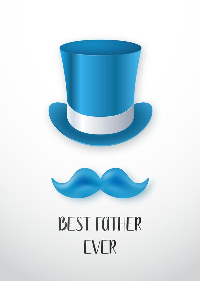 blu superiore cappello e baffi design per Il padre di giorno. vettore