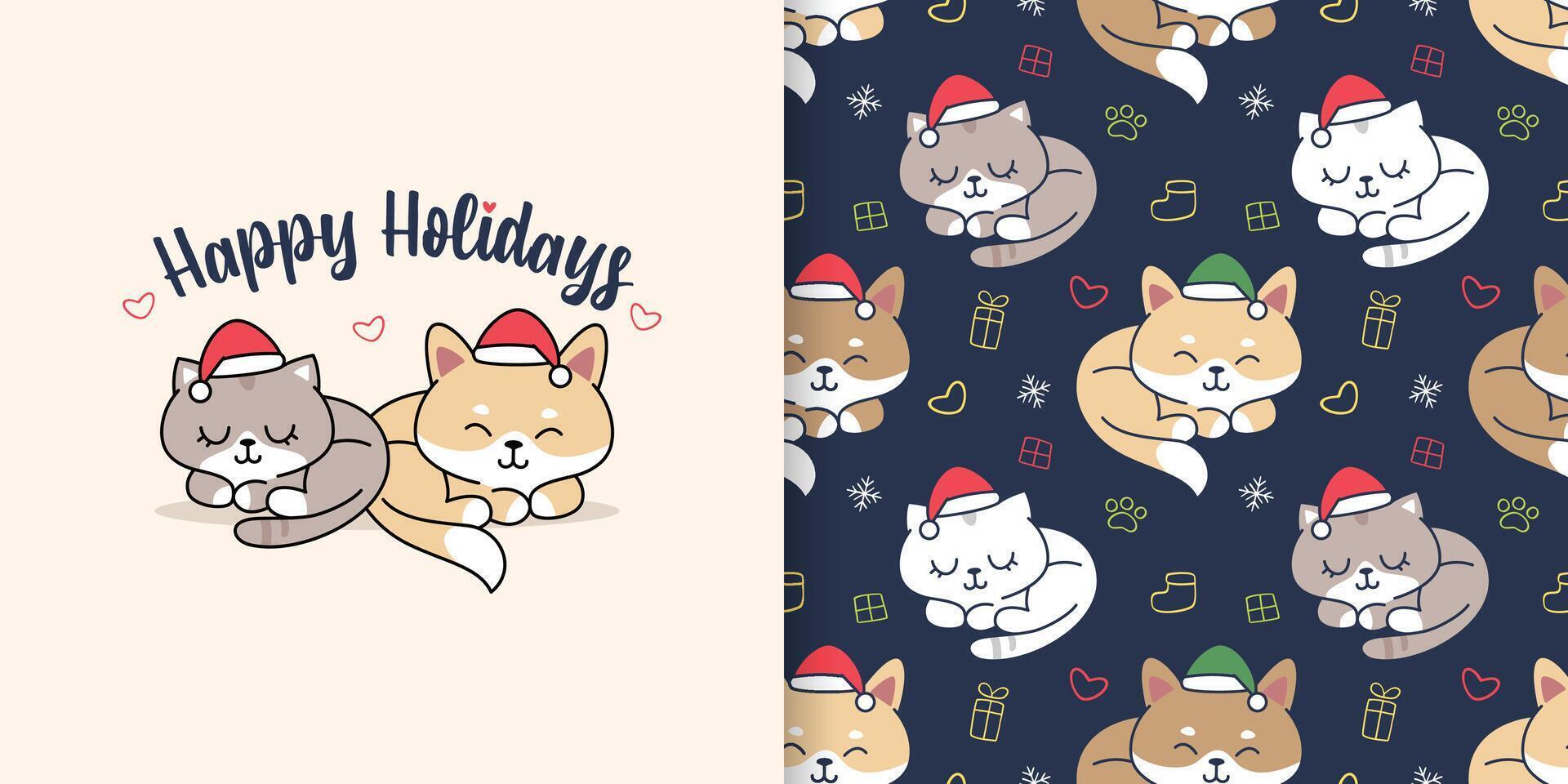 Natale gatti maglietta modello disegni vettore