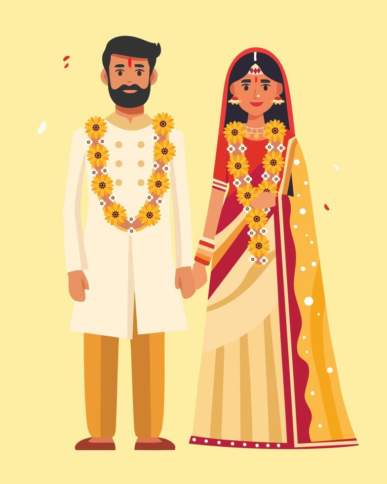 vettore design di indiano coppia in piedi nel nozze cerimonia