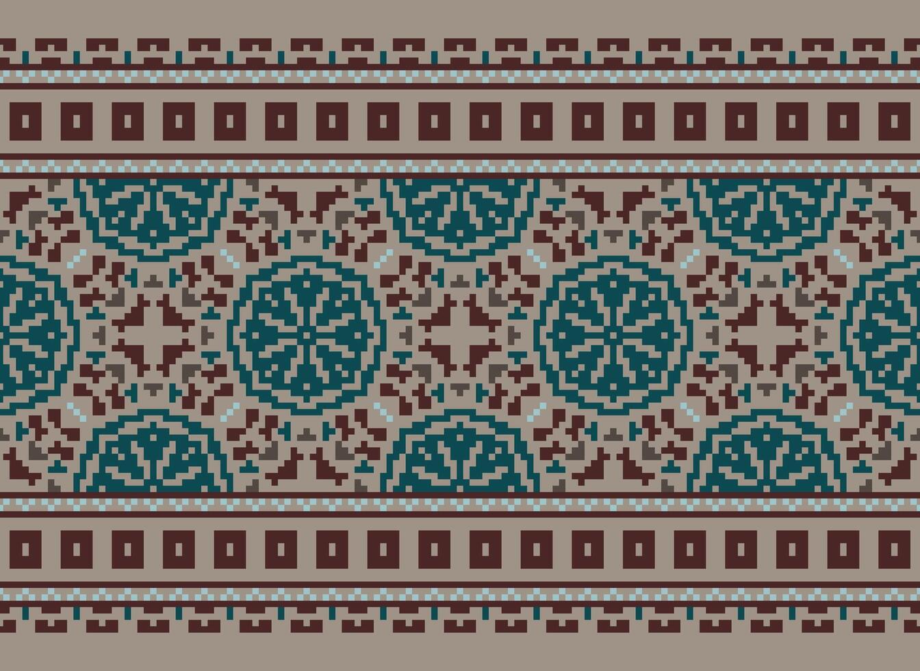 attraversare cucire. pixel modello. etnico modelli. astratto arte. design per tappeto, sfondo, vestiario, tessile, cuscino, tenda, lenzuolo, tavolo corridori. mehndi. rushnyk. terra tono. Vintage ▾. vettore. vettore