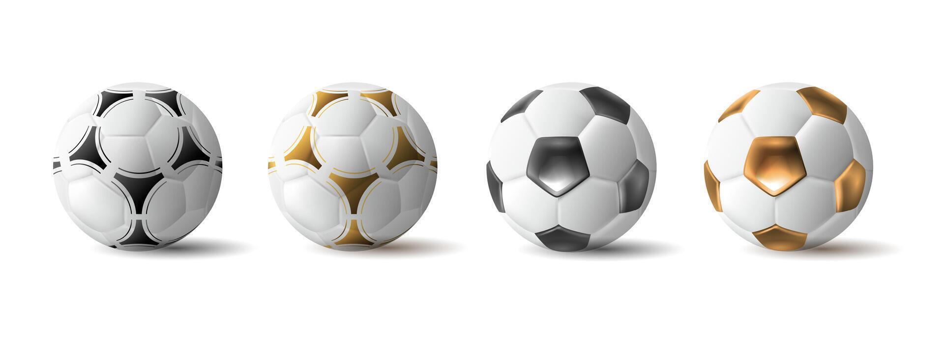 calcio palla, calcio sfera, vettore impostato realistico 3d design stile