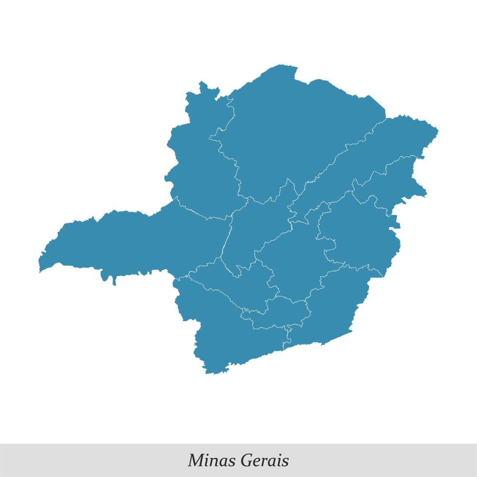 carta geografica di mine Gerais è un' stato di brasile con mesoregioni vettore