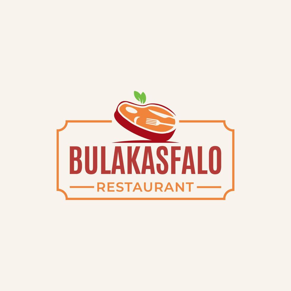 bulakasfalo carne delizioso ristorante logo design elemento vettore , adatto per attività commerciale carne ristorante bastone