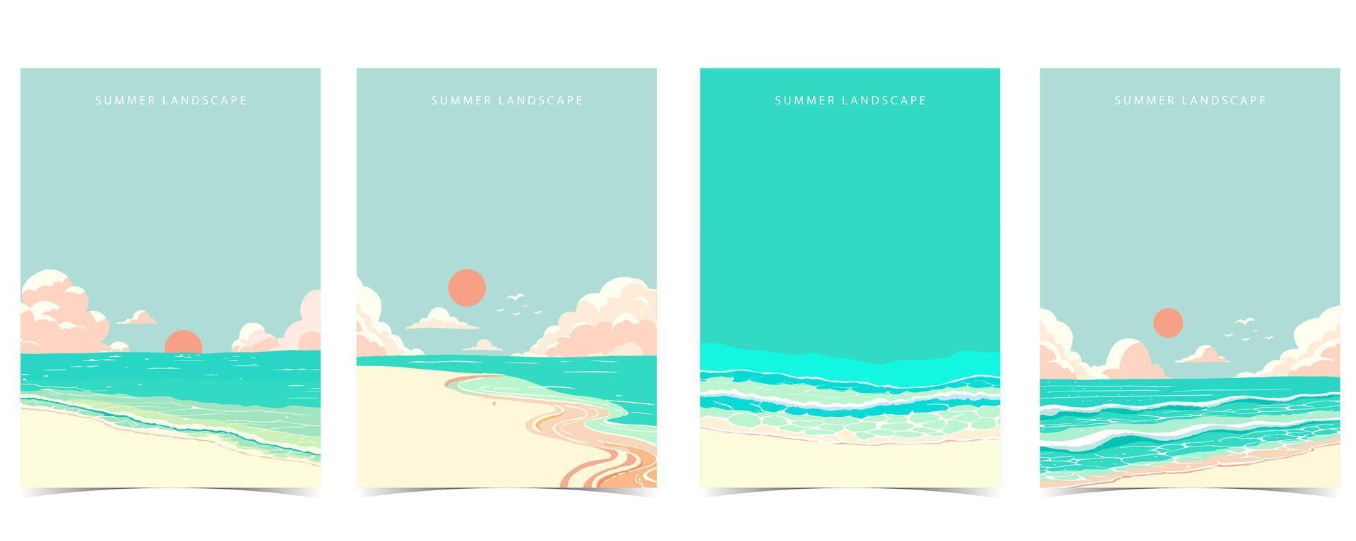 spiaggia sfondo con mare, sabbia, cielo.illustrazione vettore per a4 pagina design