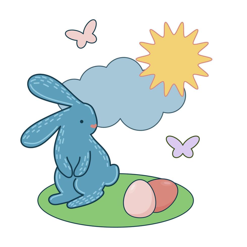 Pasqua coniglio portafortuna icona. carino divertente Pasqua tradizione uovo cacciatore simbolo coniglietto coniglio scarabocchio illustrazione vettore