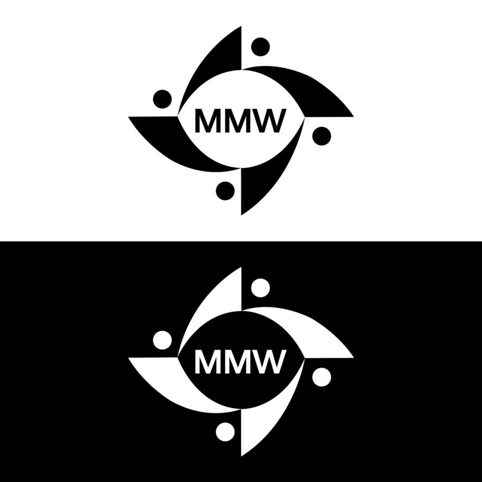 mmw logo. m m w design. bianca mmw lettera. mmw, m m w lettera logo design. iniziale lettera mmw lettera logo impostare, connesso cerchio maiuscolo monogramma logo. m m w lettera logo vettore design. professionista vettore