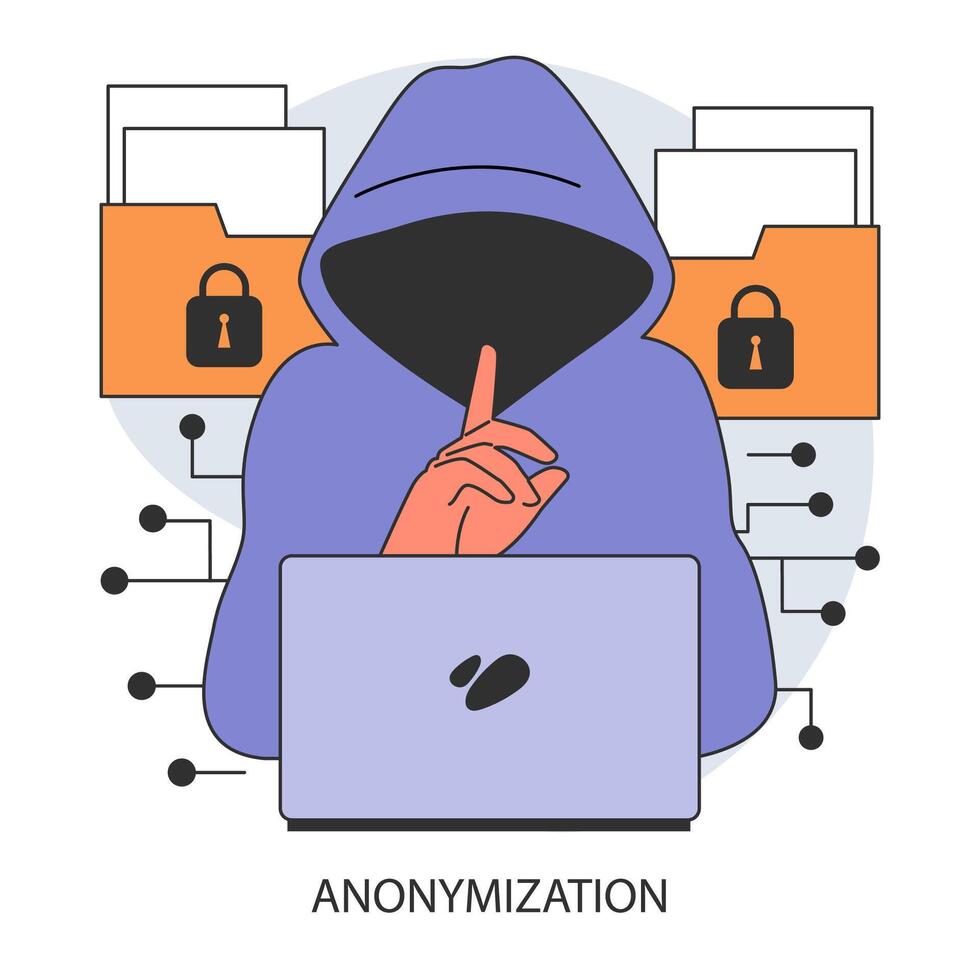anonimizzazione. anonimo irriconoscibile profilo. in linea vita privata vettore