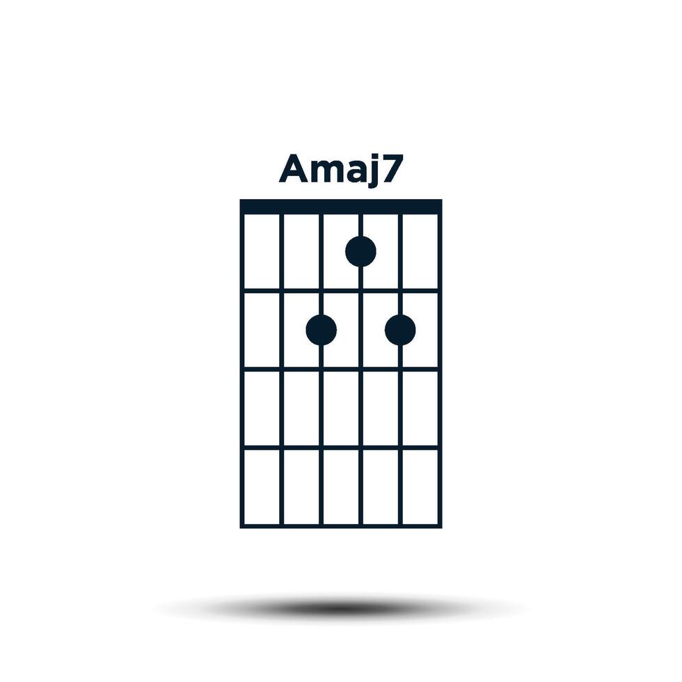 amaj7, di base chitarra accordo grafico icona vettore modello