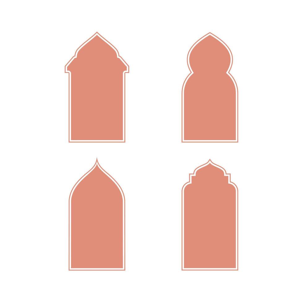 Arabo finestre. orientale stile islamico finestre e archi.. arabo islamico cornici. orientale arabesco finestre o porte arco per Arabo decorazione. Ramadan kareem silhouette forme. vettore