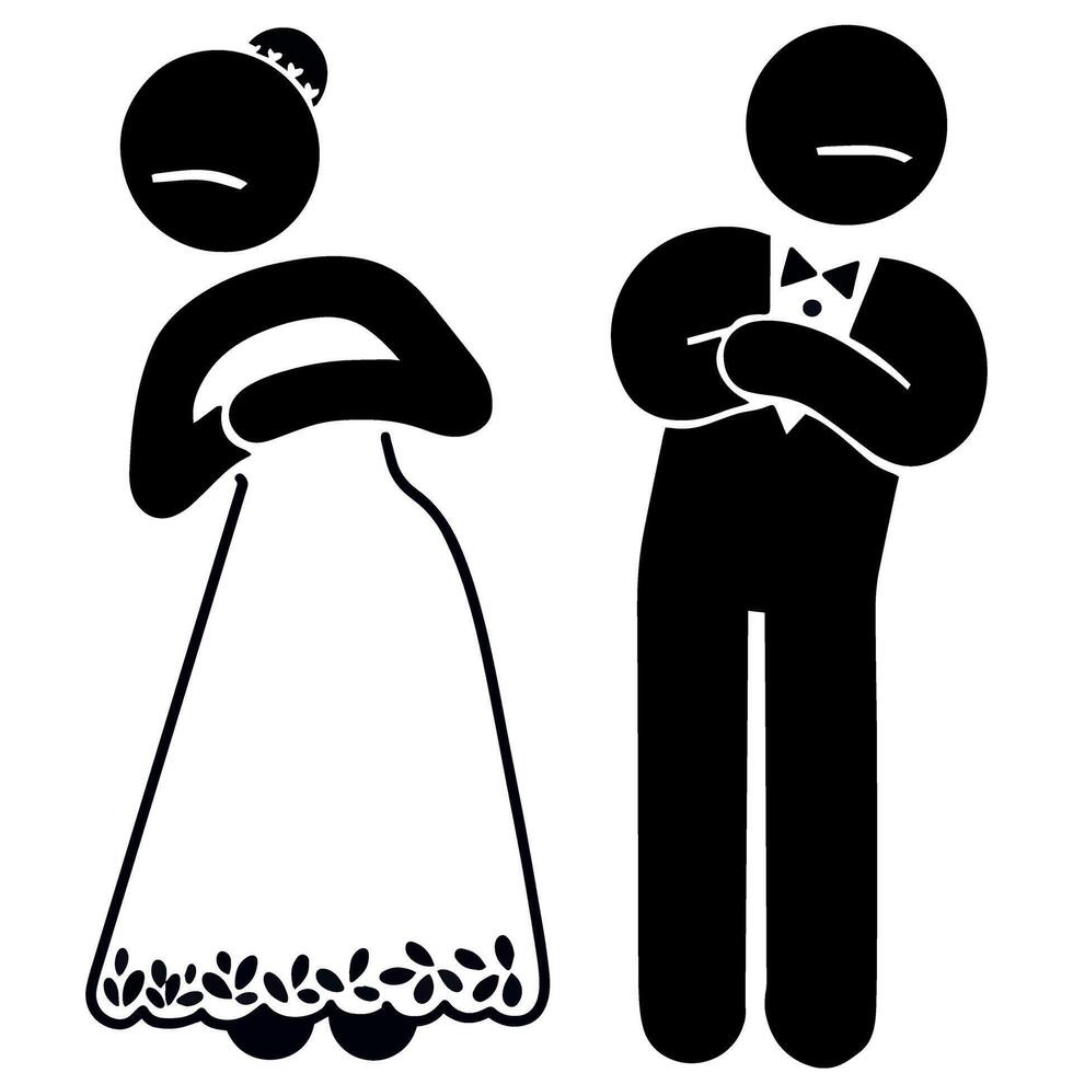 vettore il sposa e sposo siamo lamentandosi icona illustrazione