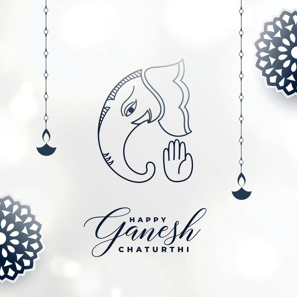 etnico stile ganesh Chaturthi Festival bandiera nel grigio sfondo vettore