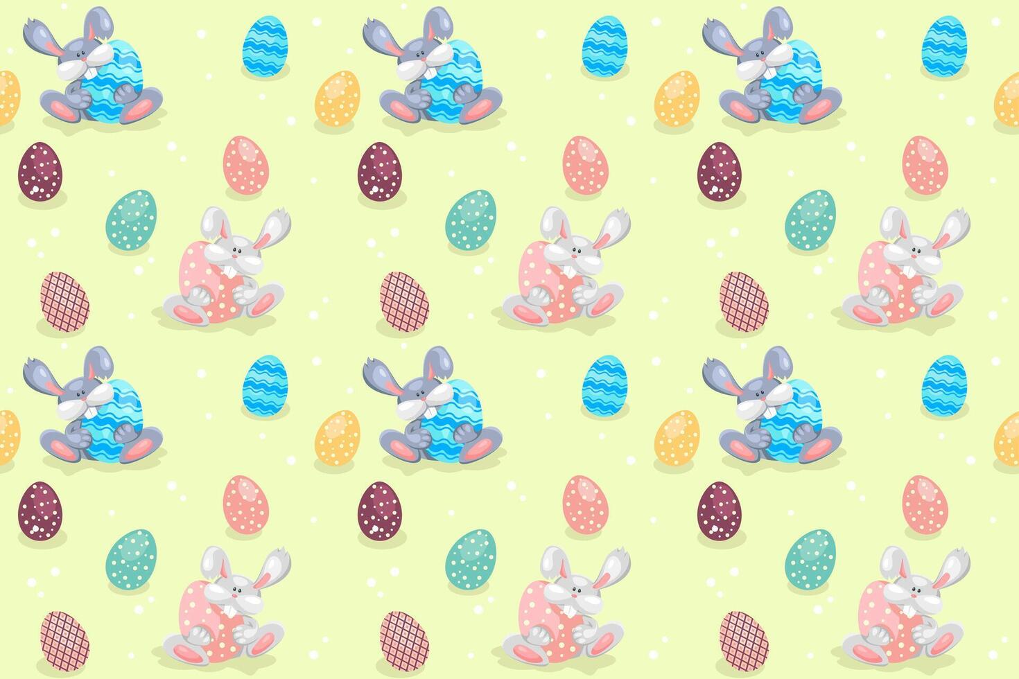 Pasqua sfondo con coniglietto e uova. senza soluzione di continuità modello per il primavera vacanza. per deorazione, invito, confezione, tessuto stampa. vettore
