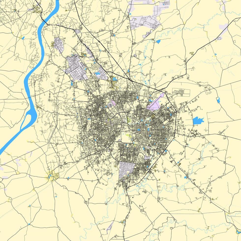 città carta geografica di Vadodara, Gujarat, India vettore