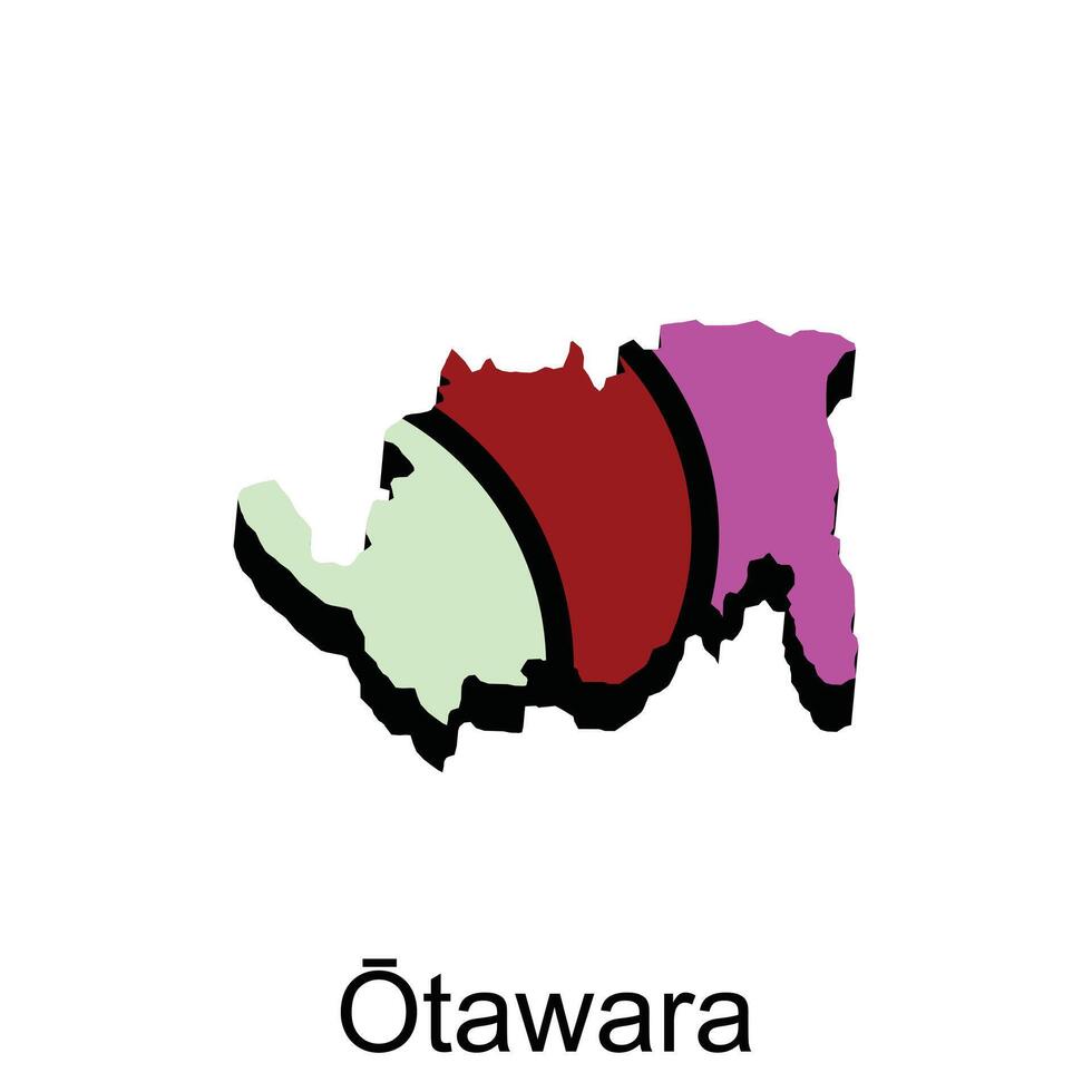 otawara città carta geografica di regione nel Giappone prefettura grafico elemento design modello vettore