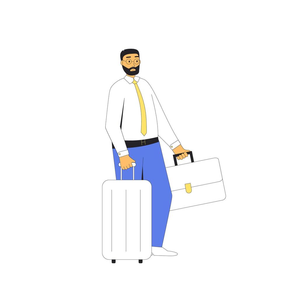 turista con bagand valigia. uomo d'affari isolato con bagaglio. vettore