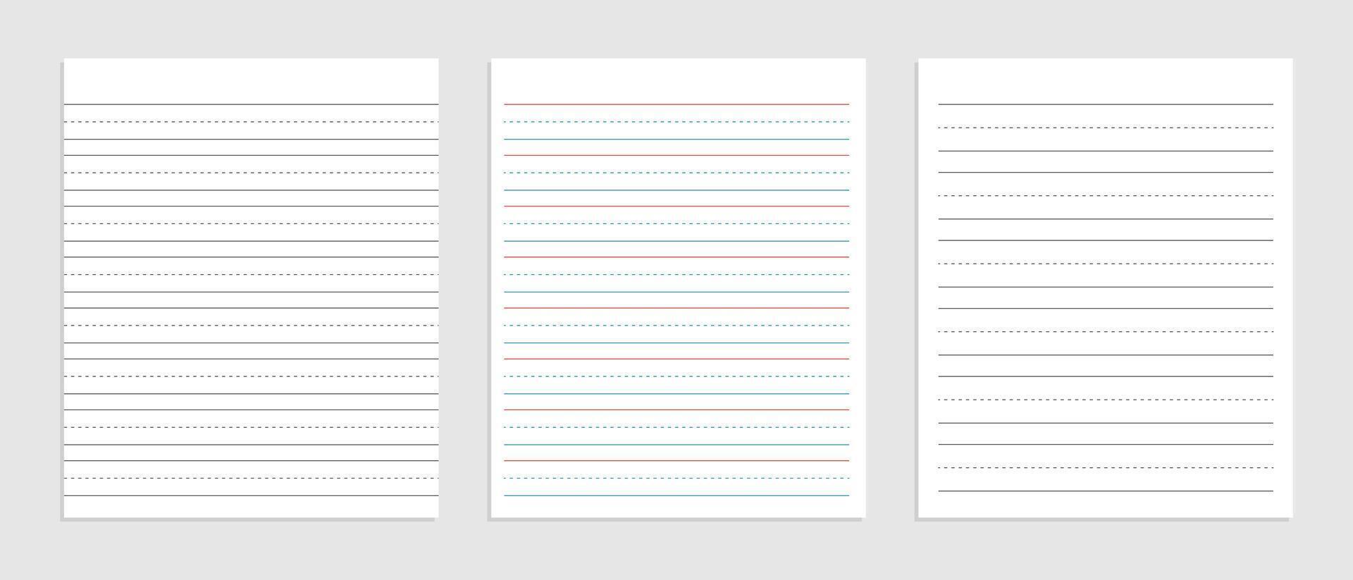 tre linea inglese carta foglio di taccuino vettore