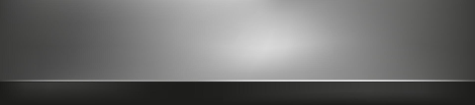 grigio metallico inossidabile acciaio contatore superiore, 3d metallo mensola struttura con leggero riflettere,vettore Schermo modello di tavolo sopra, cucina alluminio contatore grigio scrivania superficie vettore
