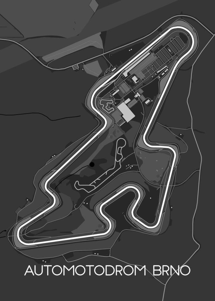 masaryk circuito automotodromo brno da corsa traccia carta geografica manifesto vettore