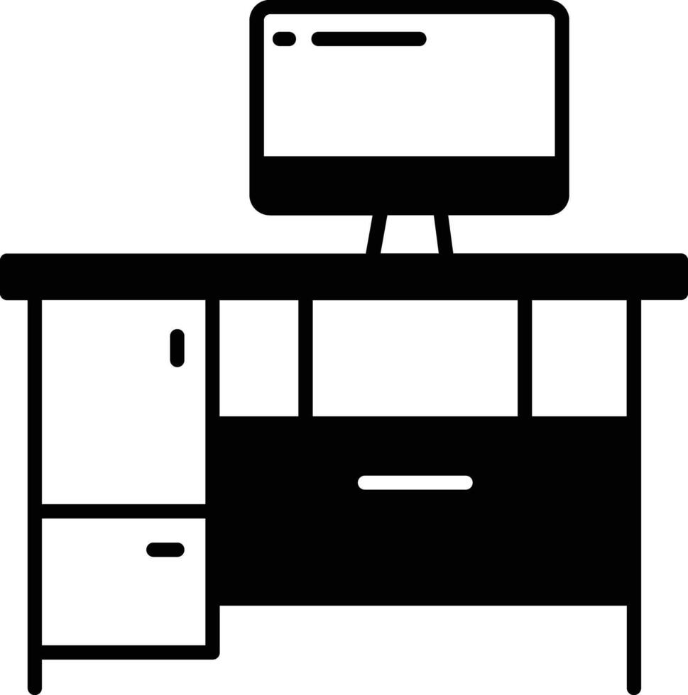 computer tavolo glifo e linea vettore illustrazione