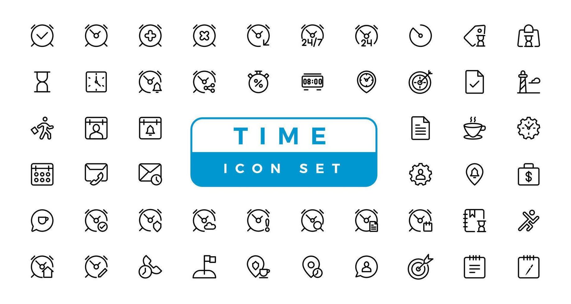 tempo e orologio, calendario, Timer linea icone. vettore
