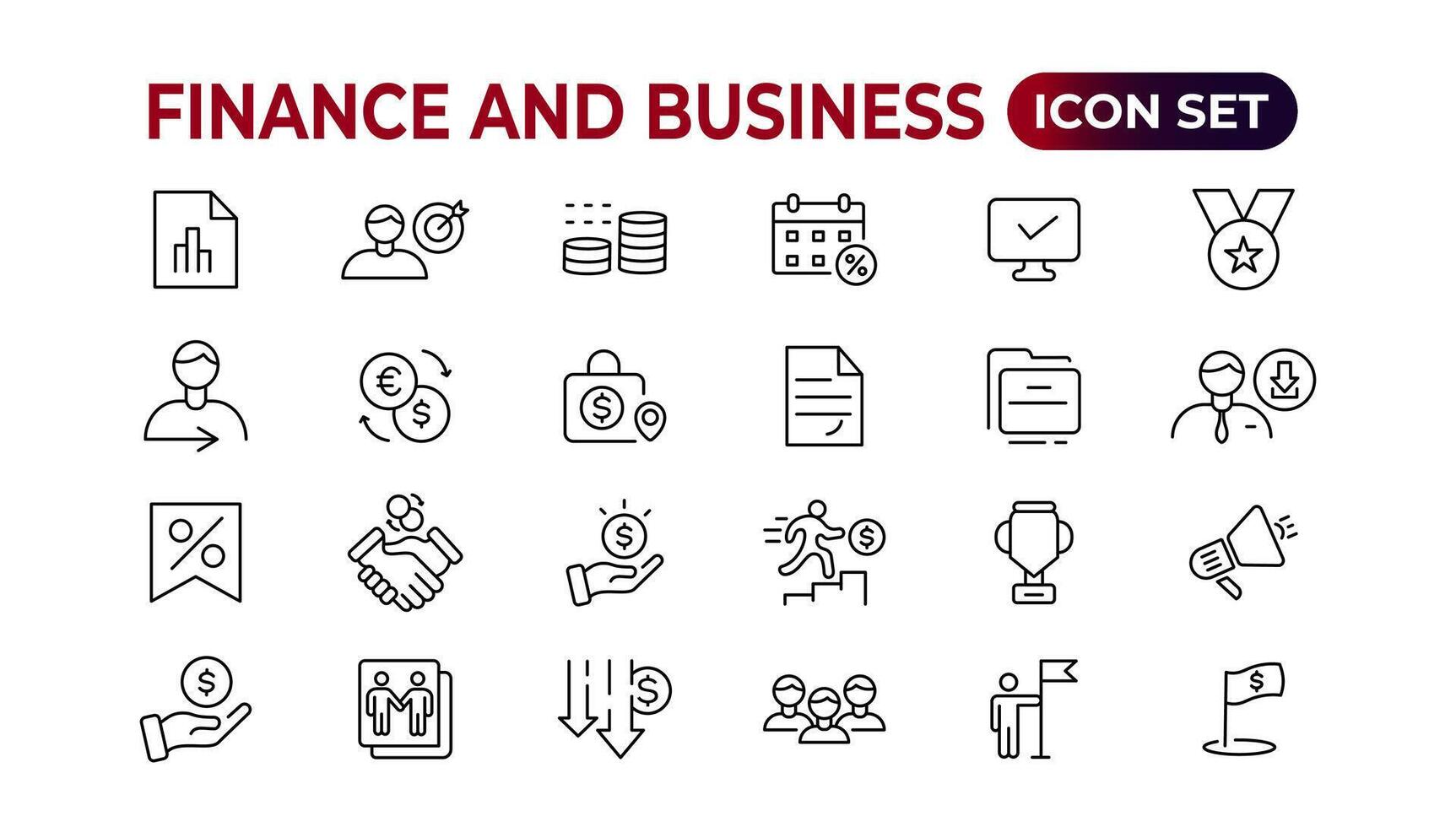 finanza e attività commerciale linea icone collezione. grande ui icona impostato nel un' piatto design. magro schema icone pacchetto. vettore illustrazione.