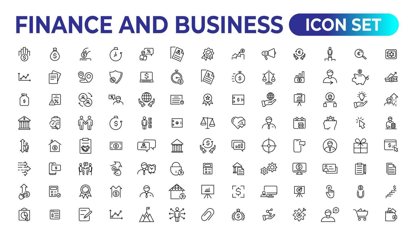 finanza e attività commerciale linea icone collezione. grande ui icona impostato nel un' piatto design. magro schema icone pacchetto. vettore illustrazione.