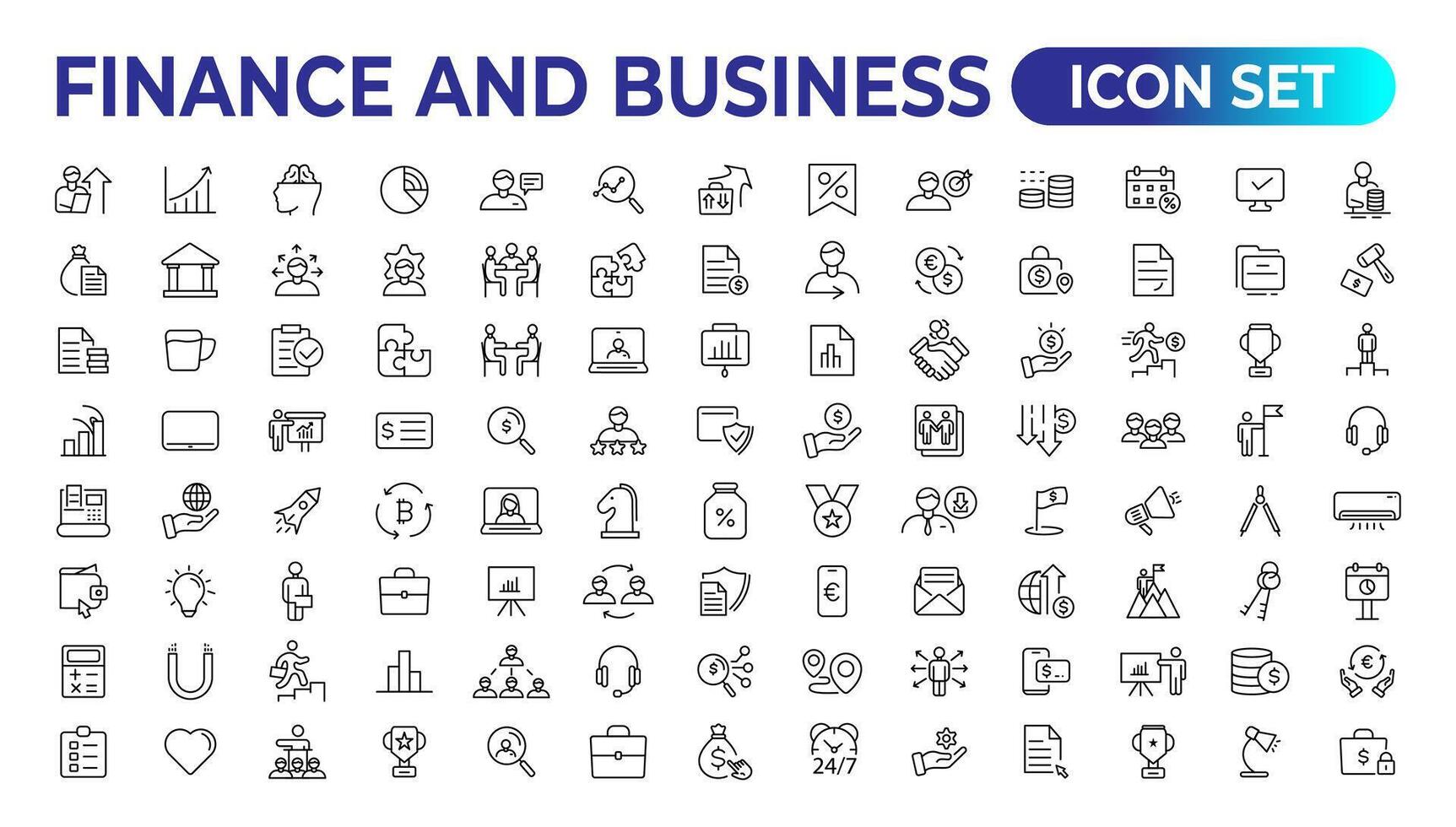 finanza e attività commerciale linea icone collezione. grande ui icona impostato nel un' piatto design. magro schema icone pacchetto. vettore illustrazione.