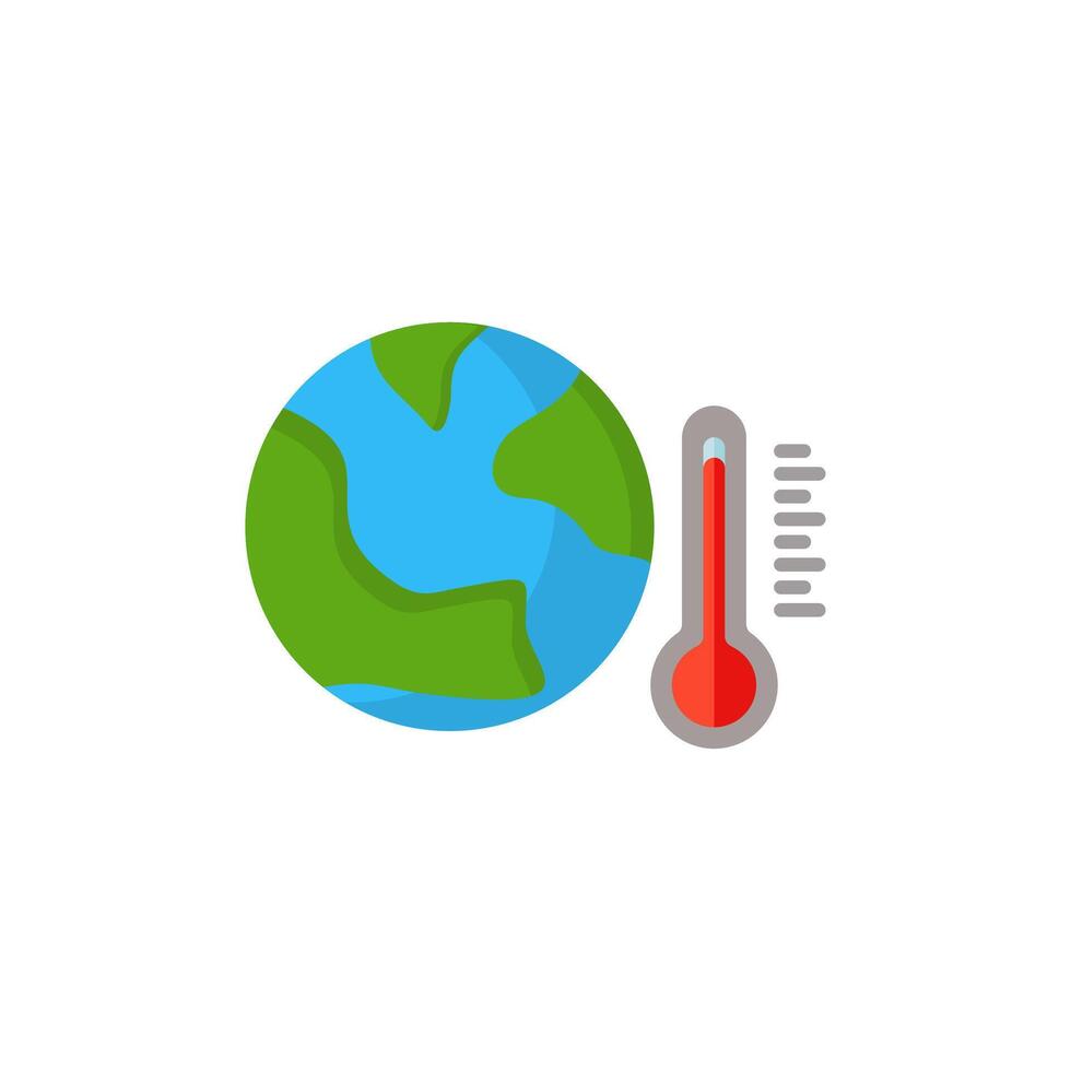 globo icona globale temperatura, globale riscaldamento, icona isolato su bianca sfondo, adatto per siti web, blog, loghi, grafico disegno, sociale media, ui, mobile app. vettore