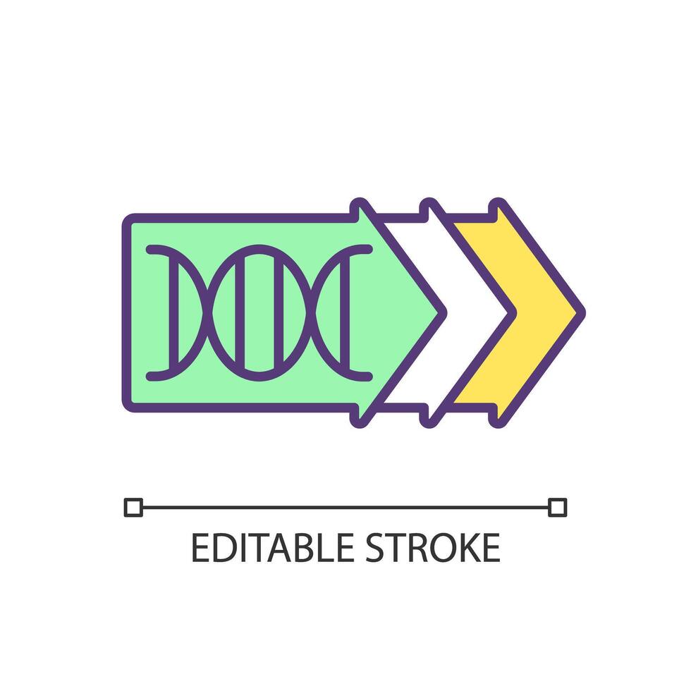 gene modifica rgb colore icona. dna ri combinazione, rna interferenza. sintetico biologia. genetico dati bioingegneria. isolato vettore illustrazione. semplice pieno linea disegno. modificabile ictus