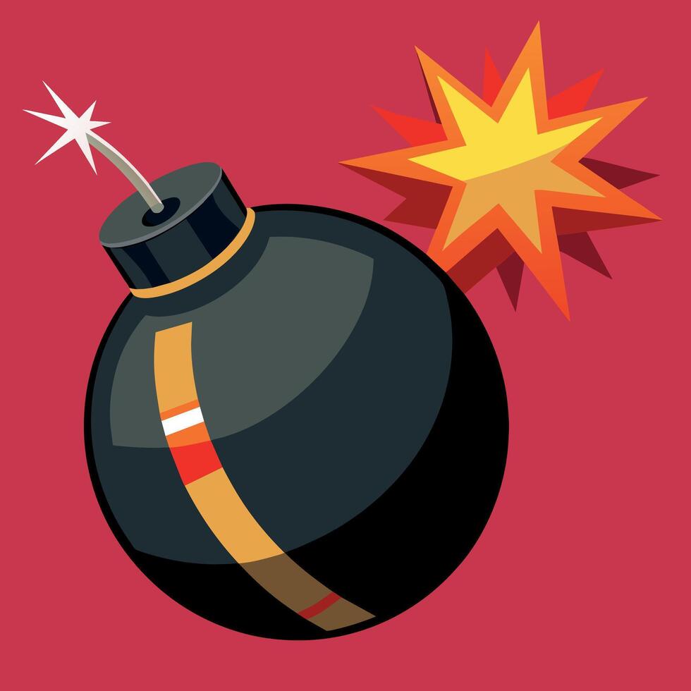 cartone animato bomba su un' fuoco vettore illustrazione