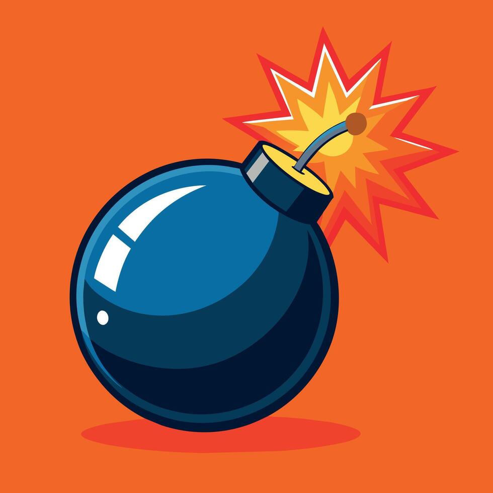 cartone animato bomba su un' fuoco vettore illustrazione
