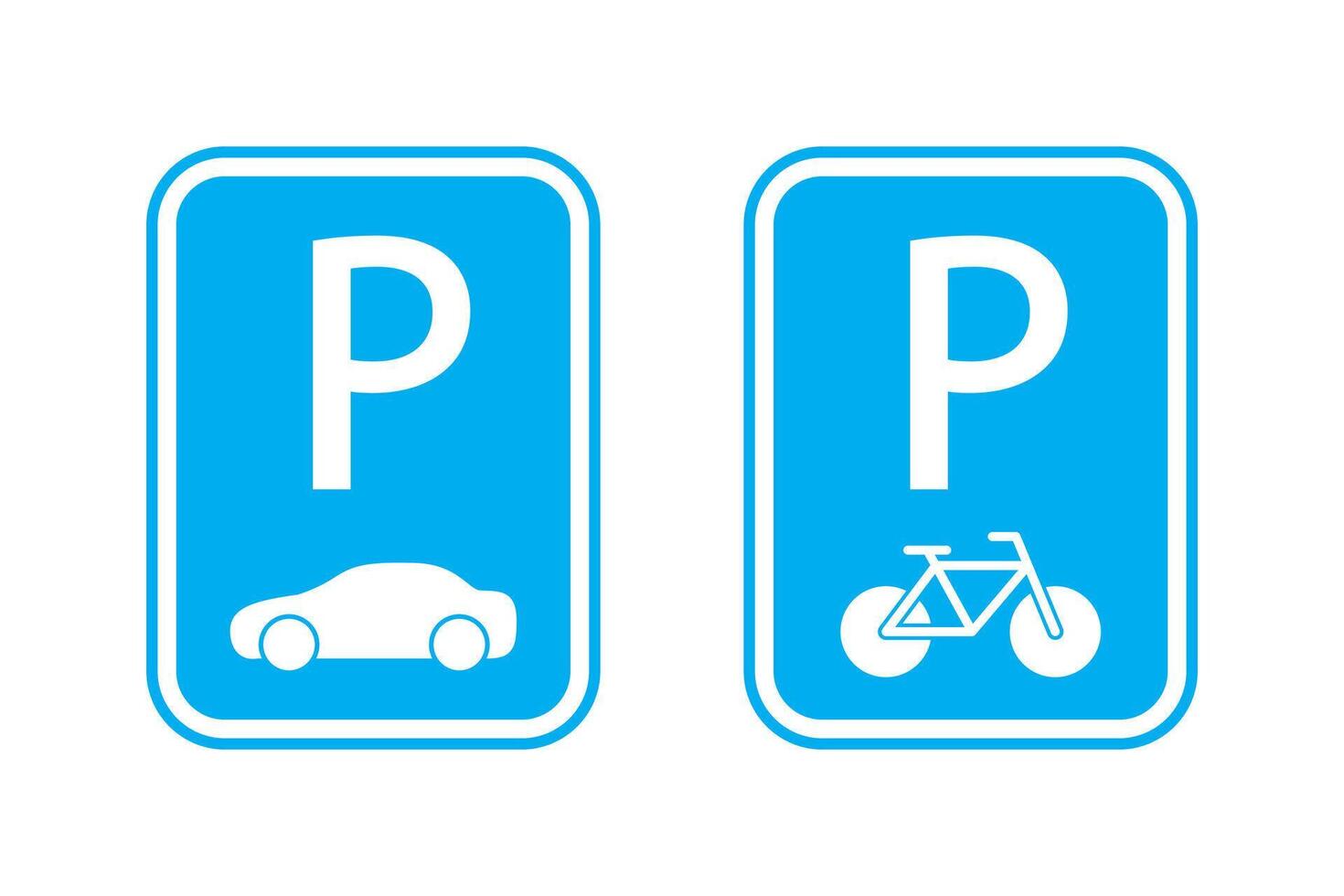 parco la zona segni per biciclette e macchine. auto e bicicletta parcheggio icona. vettore illustrazione.